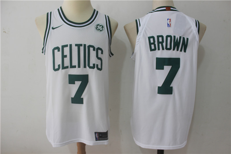 Men Boston Celtics 7 Brown White NBA Jerseys